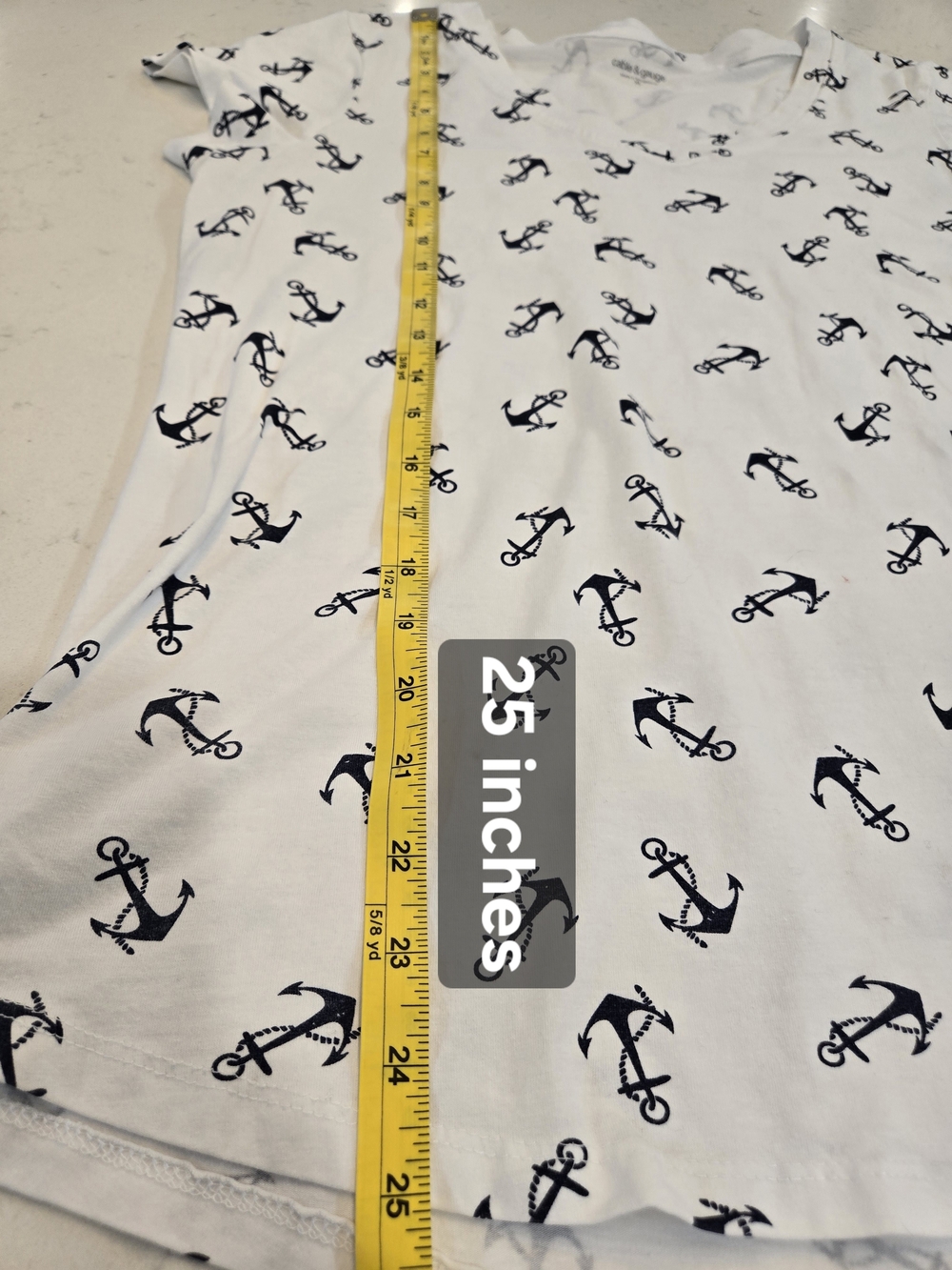 Women’s Anchor Print V-Neck Tee. White And Navy. Pristine Condition. - Picture 10 of 10
